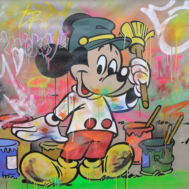BD-40-14-Mickey Le peintre Acrylique sur toile 120 x 120 cm