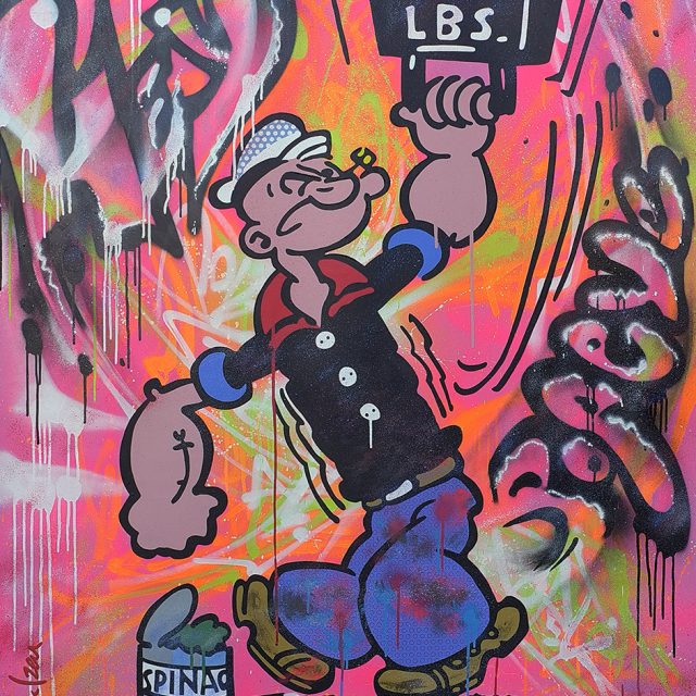 BD-40-16-Popeye Altérophile Acrylique sur toile 140 x 110 cm