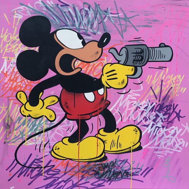 BD-40-7-Mickey dans la vallée infernale Acrylique sur toile 120 x 120 cm