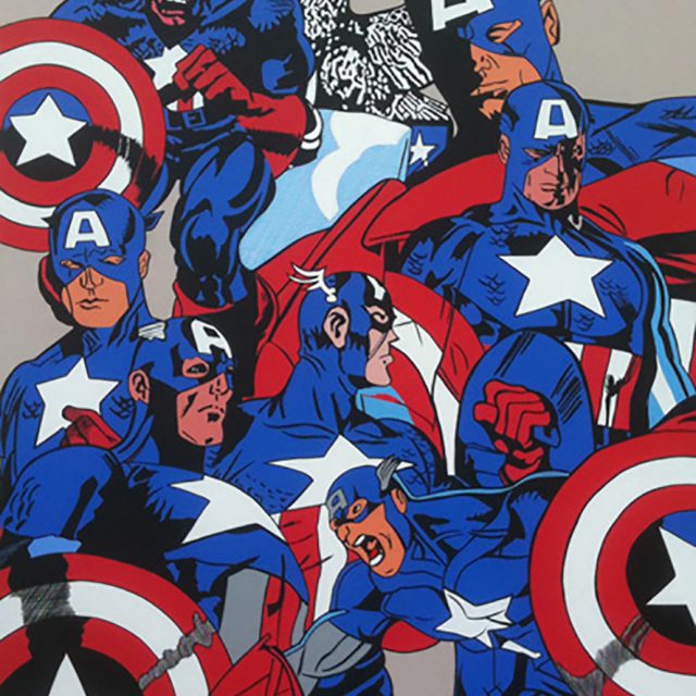 POP-034-5-Captain America Acrylique sur toile 130 x 97cm